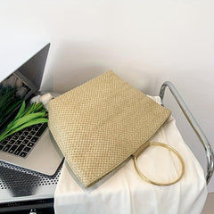 Straw Beach Tote Bag Woven Summer Handbag Top Handle Bag