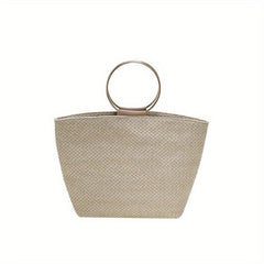 Straw Beach Tote Bag Woven Summer Handbag Top Handle Bag
