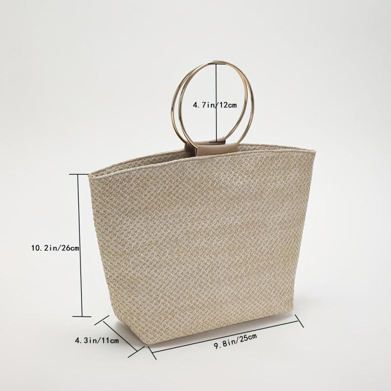Straw Beach Tote Bag Woven Summer Handbag Top Handle Bag