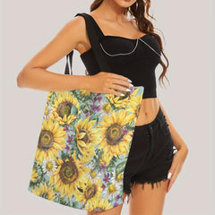 Sunflower Print Tote Bag for Travel and Shopping