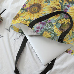 Sunflower Print Tote Bag for Travel and Shopping