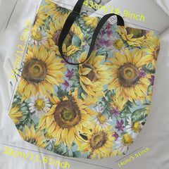 Sunflower Print Tote Bag for Travel and Shopping