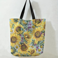 Sunflower Print Tote Bag for Travel and Shopping