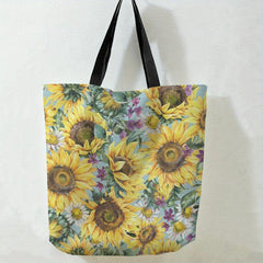 Sunflower Print Tote Bag for Travel and Shopping