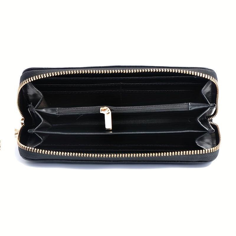 Flower Embossed Long Wallet Zipper Con Purse