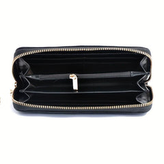 Flower Embossed Long Wallet Zipper Con Purse