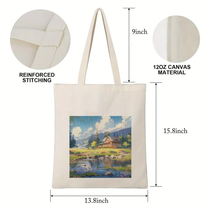 House Pattern Canvas Bag Large Capacity Shoulder Bag