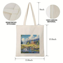 House Pattern Canvas Bag Large Capacity Shoulder Bag