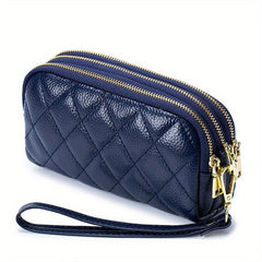 Argyle Pattern Clutch Wallet with Zipper Coin Purse