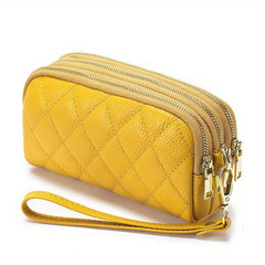 Argyle Pattern Clutch Wallet with Zipper Coin Purse