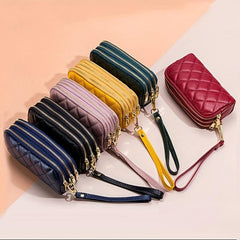Argyle Pattern Clutch Wallet with Zipper Coin Purse