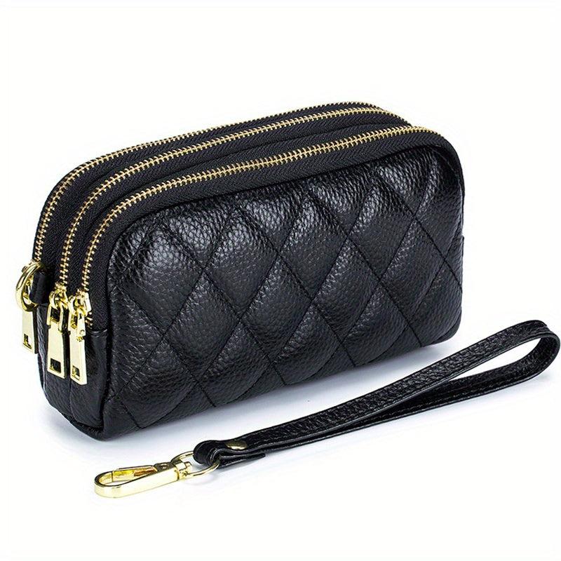 Argyle Pattern Clutch Wallet with Zipper Coin Purse