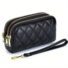 Argyle Pattern Clutch Wallet with Zipper Coin Purse