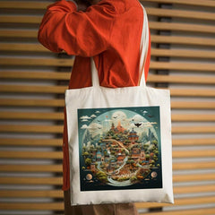 Cartoon Print Canvas Shoulder Bag Lightweight Handbag