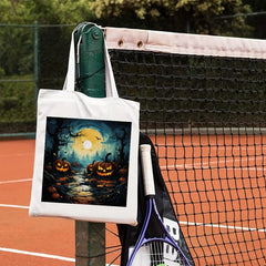 Jack o' lantern Pattern Canvas Shoulder Bag Halloween Storage Bag