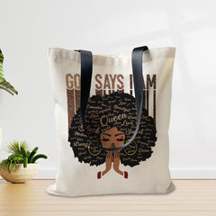 Letter & Girl Pattern Shoulder Bag African American Handbag Organizer