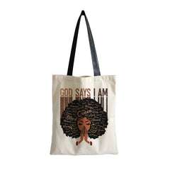 Letter & Girl Pattern Shoulder Bag African American Handbag Organizer