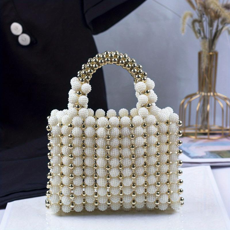 Faux Pearl Beaded Wedding Bag Evening Purse For Party