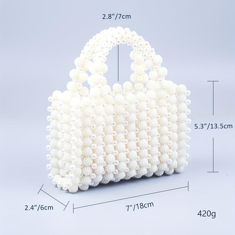 Faux Pearl Beaded Wedding Bag Evening Purse For Party