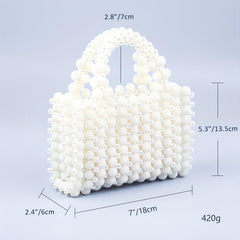 Faux Pearl Beaded Wedding Bag Evening Purse For Party