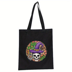 Halloween Cartoon Printing Canvas Bag Skull Ghost Elf Shoulder Bag