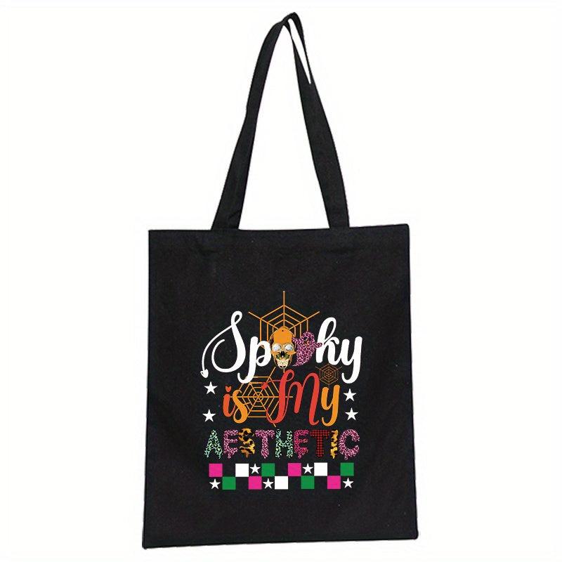 Halloween Cartoon Printing Canvas Bag Skull Ghost Elf Shoulder Bag