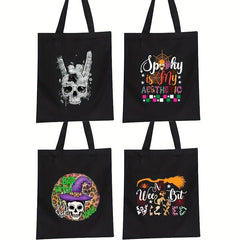 Halloween Cartoon Printing Canvas Bag Skull Ghost Elf Shoulder Bag