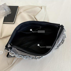 Glitter Rhinestone Underarm Evening Bag Large Capacity Purse