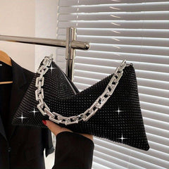 Glitter Rhinestone Underarm Evening Bag Large Capacity Purse