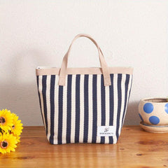 Striped Tote Bag Versatile Satchel Bag For Beach Travel Portable Storage