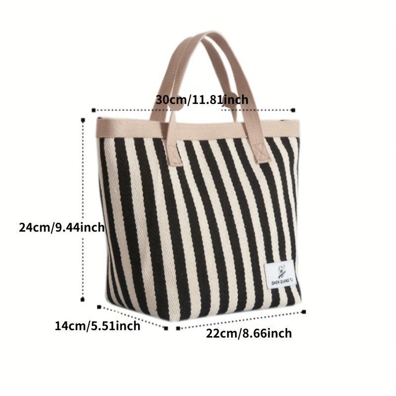 Striped Tote Bag Versatile Satchel Bag For Beach Travel Portable Storage