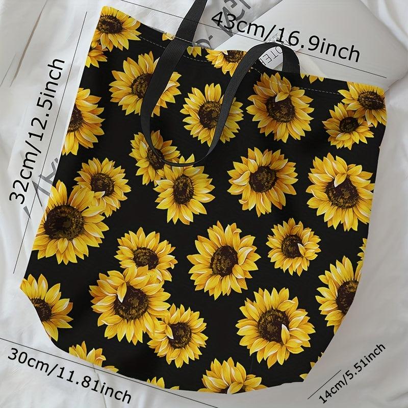 Sunflower Print Tote Bag Beach Shoulder Bag