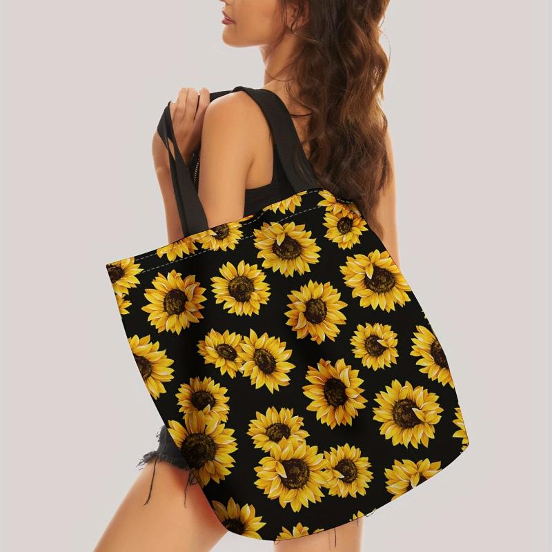 Sunflower Print Tote Bag Beach Shoulder Bag