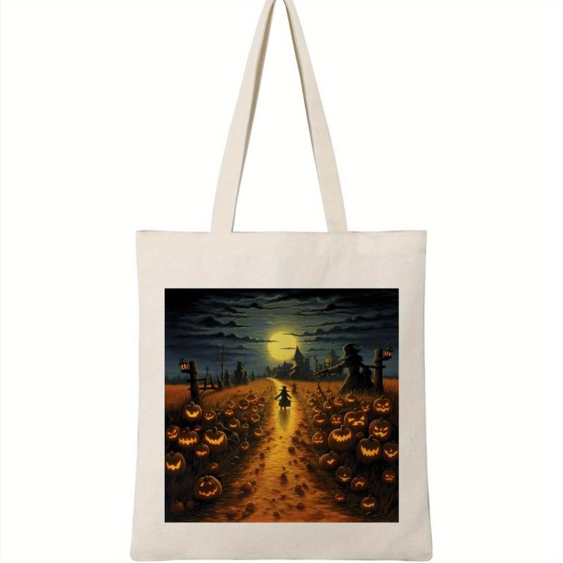 Halloween Elements Pattern Canvas Shoulder Bag