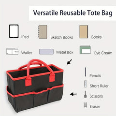 Canvas Teacher Tote Bag with Storage Pocket