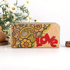 Ethnic Print Mini Long Wallet Zipper Clutch Purse Wristlet Bag