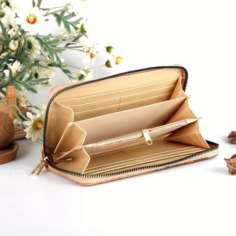 Ethnic Print Mini Long Wallet Zipper Clutch Purse Wristlet Bag