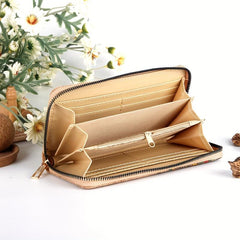 Ethnic Print Mini Long Wallet Zipper Clutch Purse Wristlet Bag