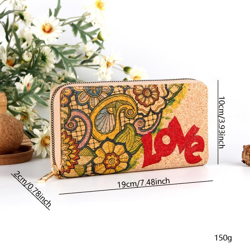 Ethnic Print Mini Long Wallet Zipper Clutch Purse Wristlet Bag