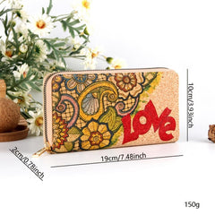 Ethnic Print Mini Long Wallet Zipper Clutch Purse Wristlet Bag