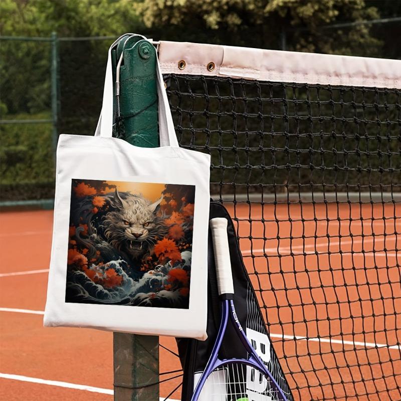 Cartoon Fierce Animal Pattern Canvas Shoulder Bag