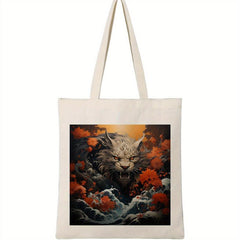 Cartoon Fierce Animal Pattern Canvas Shoulder Bag