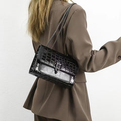 Crocodile Pattern Shoulder Bag Women's Chain Purse