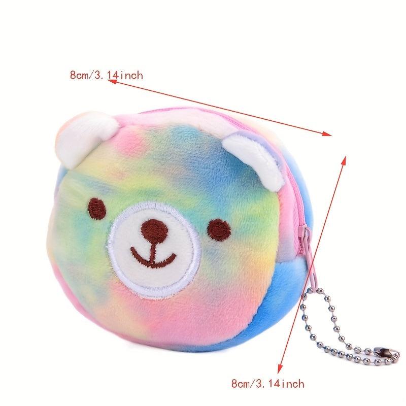 Mini Cartoon Plush Coin Purse Zipper Clutch Wallet Earphone Bag