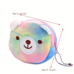 Mini Cartoon Plush Coin Purse Zipper Clutch Wallet Earphone Bag
