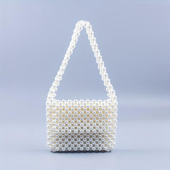 Stylish Acrylic Beaded Handbag Square Satchel Shoulder Purse