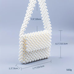 Stylish Acrylic Beaded Handbag Square Satchel Shoulder Purse