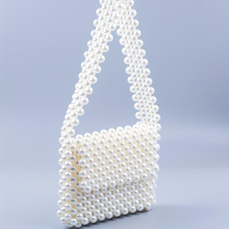 Stylish Acrylic Beaded Handbag Square Satchel Shoulder Purse