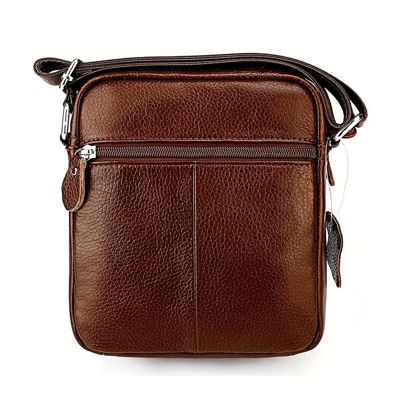 Men's Leather Crossbody Bag Vertical Shoulder Bag For Travel Work Casual