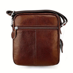 Men's Leather Crossbody Bag Vertical Shoulder Bag For Travel Work Casual